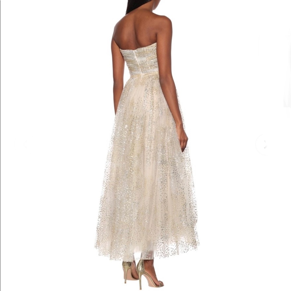 Monique Lhuillier Dress Glittery Strapless Chiffon Dress tea length size 10 - Picture 4 of 17